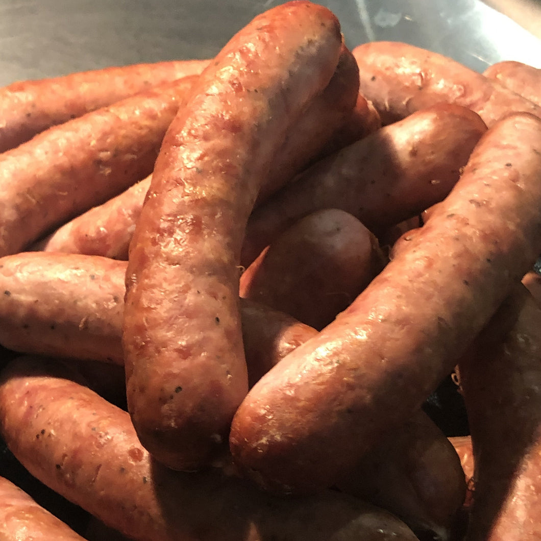 large pile of rich coloured smoked sausages